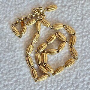 Gold Tone Corn Cob Bead Necklace 17"